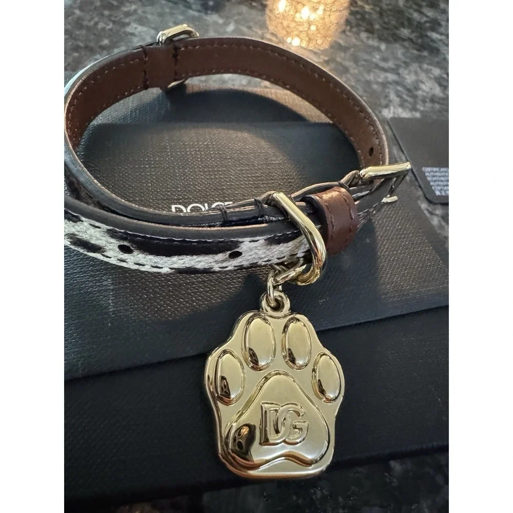 Dolce &‎ Gabbana Animal Print Dog Or Car Collar. NWB, Card. Authentic $515